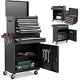 Goplus 5-Drawer Rolling Tool Chest, High Capacity Tool Storage Cabinet w/Removable Chest, Universal Wheels, Locking Mechanic 