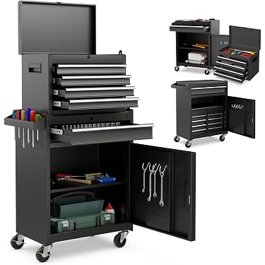 4/5/6 Drawer Rolling Tool Cabinet – Metal Garage Tool Chest Cart With Wheels And Handle – Steel Finish