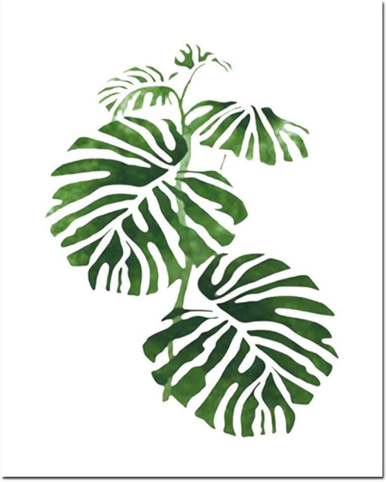Limengqi Acuarela Hojas Pared Arte Lienzo Pintura Verde Planta