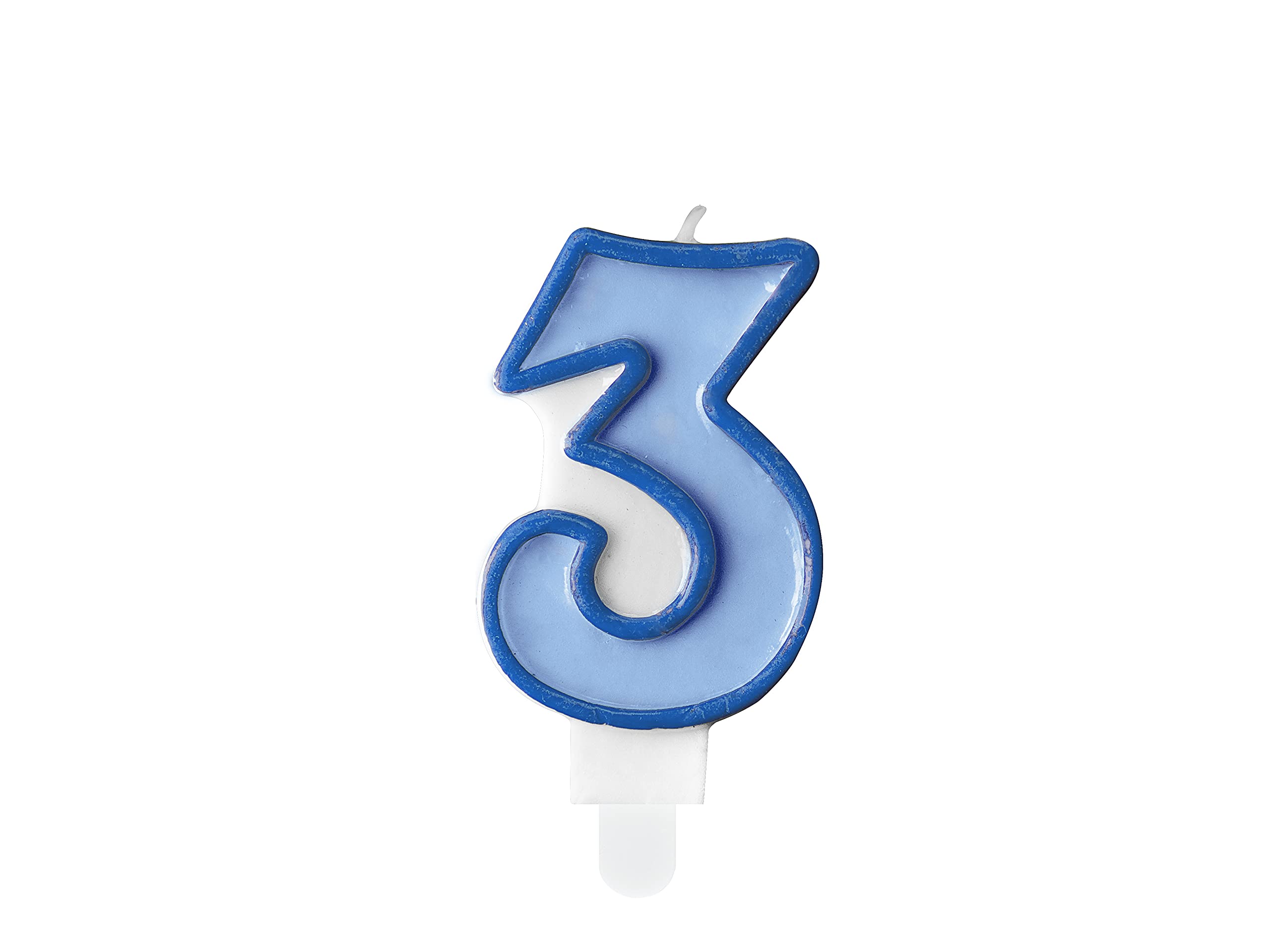 PartyDeco Number 3 Candle, Blue