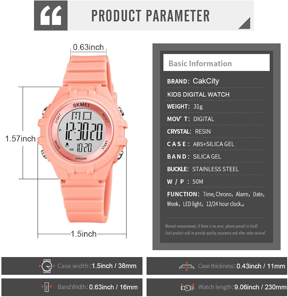 CakCity Kids Digital Sport Waterproof Watch for Girls Boys Kid Sports Outdoor LED Electrical Watches with Luminous Alarm Stopwatch Child Wristwatch Ages 3-21: Watches
