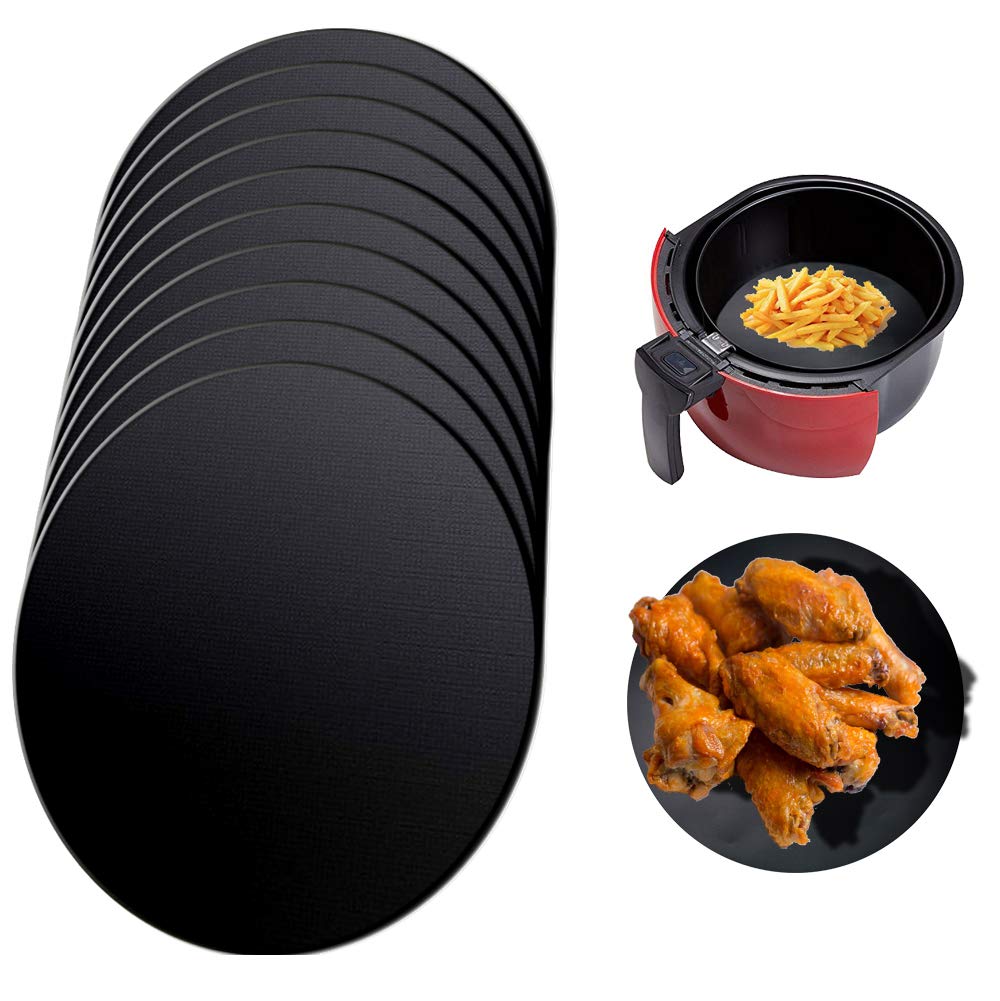 Antallcky 10 Pack Reusable Air Fryer Liners Mat 9 Inch,Nonstick Basket
