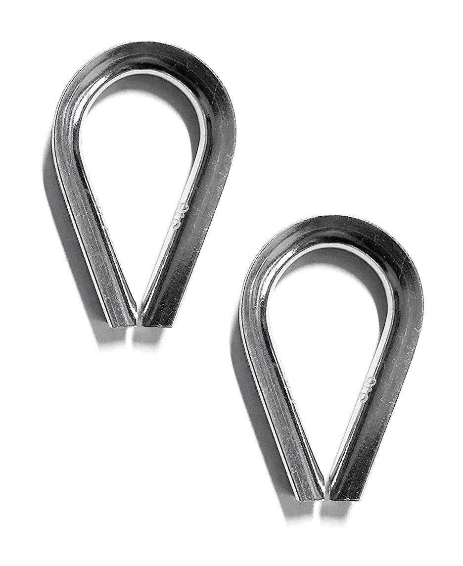 2 Pieces Stainless Steel 316 1/8" (3mm) Wire Rope Thimbles Heavy Duty Marine Grade for Rope Size 1/8"