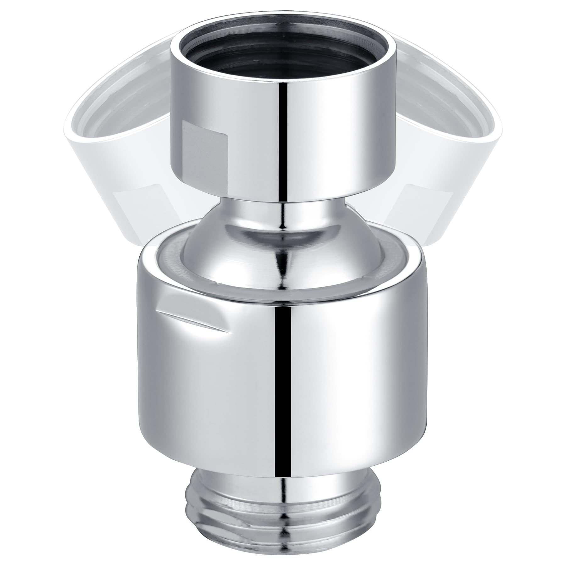 Photo 1 of Hibbent All Metal Shower Head Swivel Ball Joint Adapter, Solid Brass Adjustable Shower Arm Connector, Showerhead Extension, Universal Showering Component, Polished Chrome