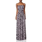GloryStar Women Strapless Floral Print Bohemian Boho Maxi Dress Casual Off Shoulder Beach Party Dress with Pockets (XL, A-Coffee Geometric Print)