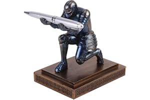 Amoysanli Knight Pen Holder Desk Organizers and Accessories Desk Decor Resin Pen Holder as Gift with a Cool Pen for Office and Home (Blue)