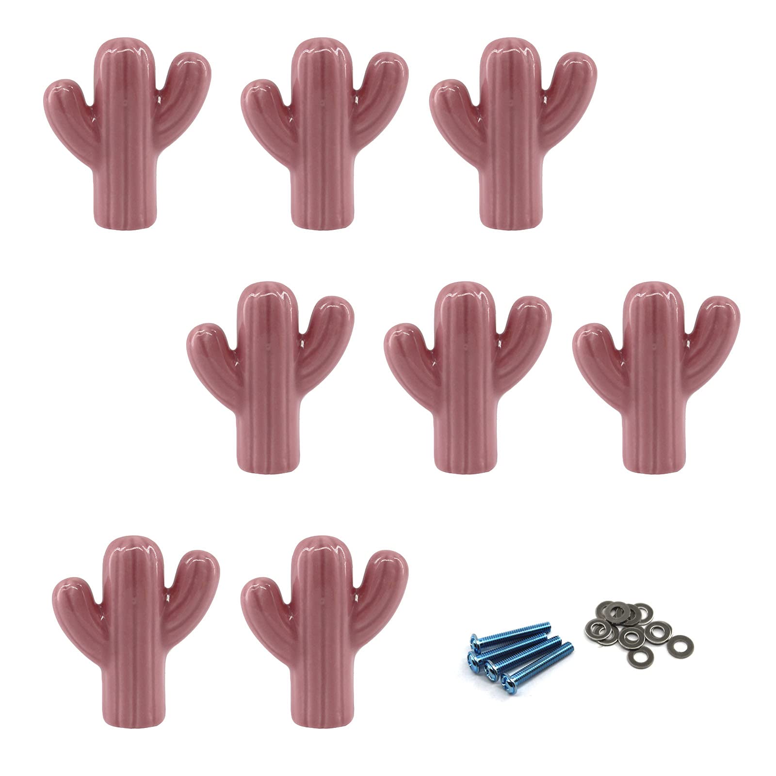 Zerniple Pink Ceramic Handle Pull Door knobs Cabinet Handles for Children's Room (8 Pieces)