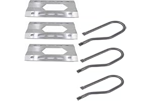 HTANCH SN1281(3-Pack) SA0801 (3-Pack) 17 5/16" Stainless Steel Heat Plate and Burner Replacement for Costco Kirkland 720-0108, Nexgrill 720-0011, 720-0047-U Gas Grills