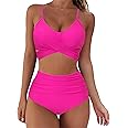 SUUKSESS Women Wrap Bikini Set Push Up High Waisted 2 Piece Swimsuits