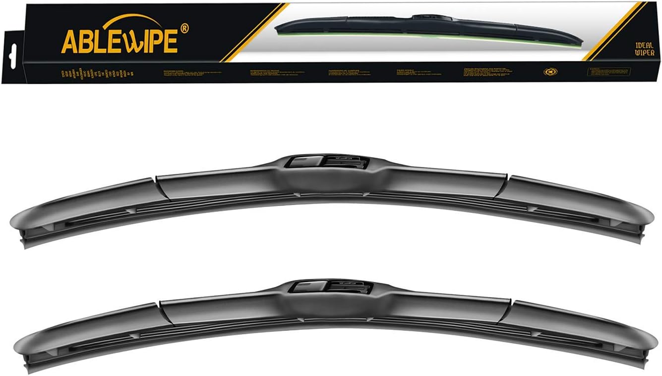 ABLEWIPE Windshield wiper blades Hybrid Bracketless Beam wiper 24" + 20" Car Front Window Windshield wiper blades U J-hook NO.19223-3 (set of 2)