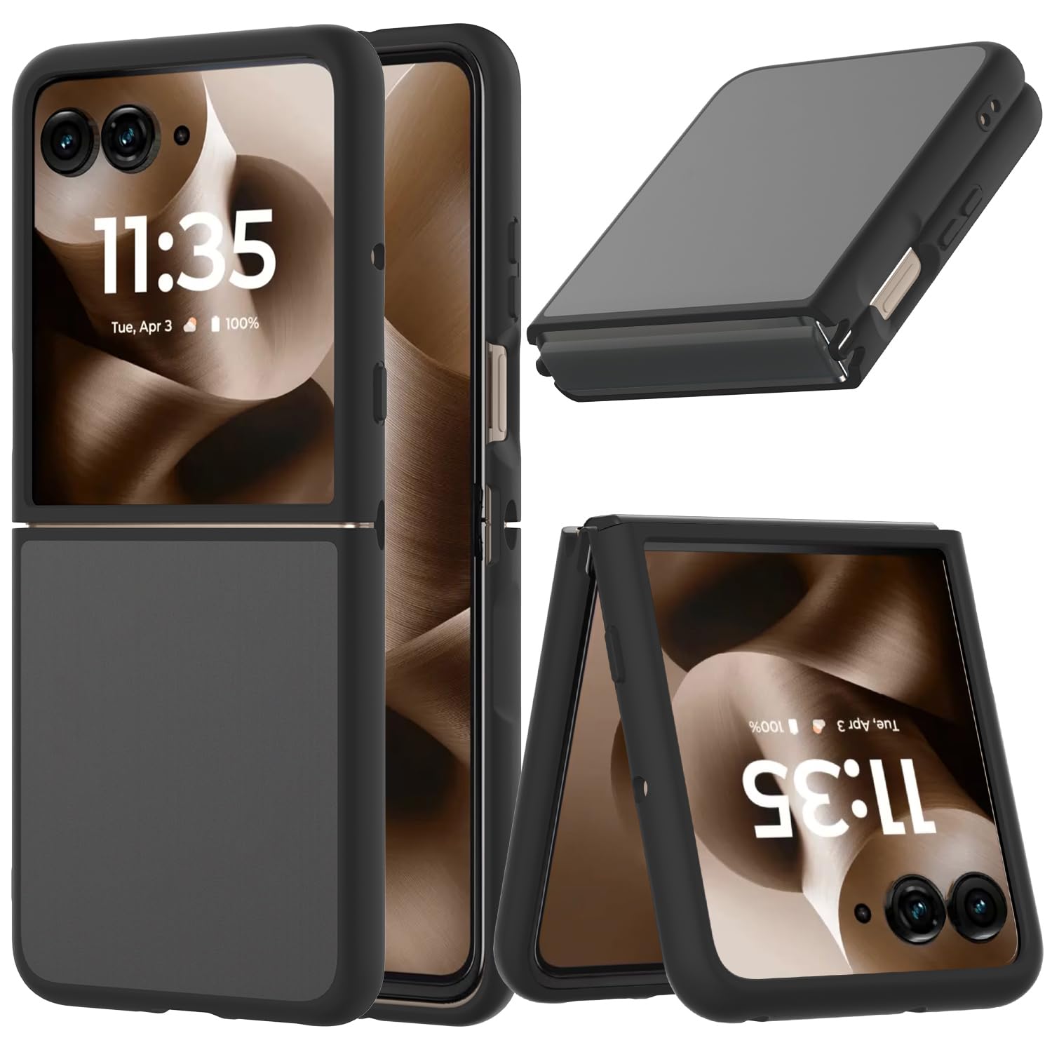 KEKBOXQ Case for Motorola Razr+ 2025/Razr+ 2024 Cover,Moto Razr Plus 2025/Razr Plus 2024 Phone Case,Slim-Fit Hard PC Bumper Shockproof Silicone Protective Cases,Black
