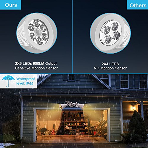Brizled Upgraded Dual Head Solar Lights Motion Sensor Outdoor, White Solar Spotlights 12 LED Security Light 360 Degree Rotatable Flood Lights for Garage, Driveway and Wall, Warm White, 2 Pack