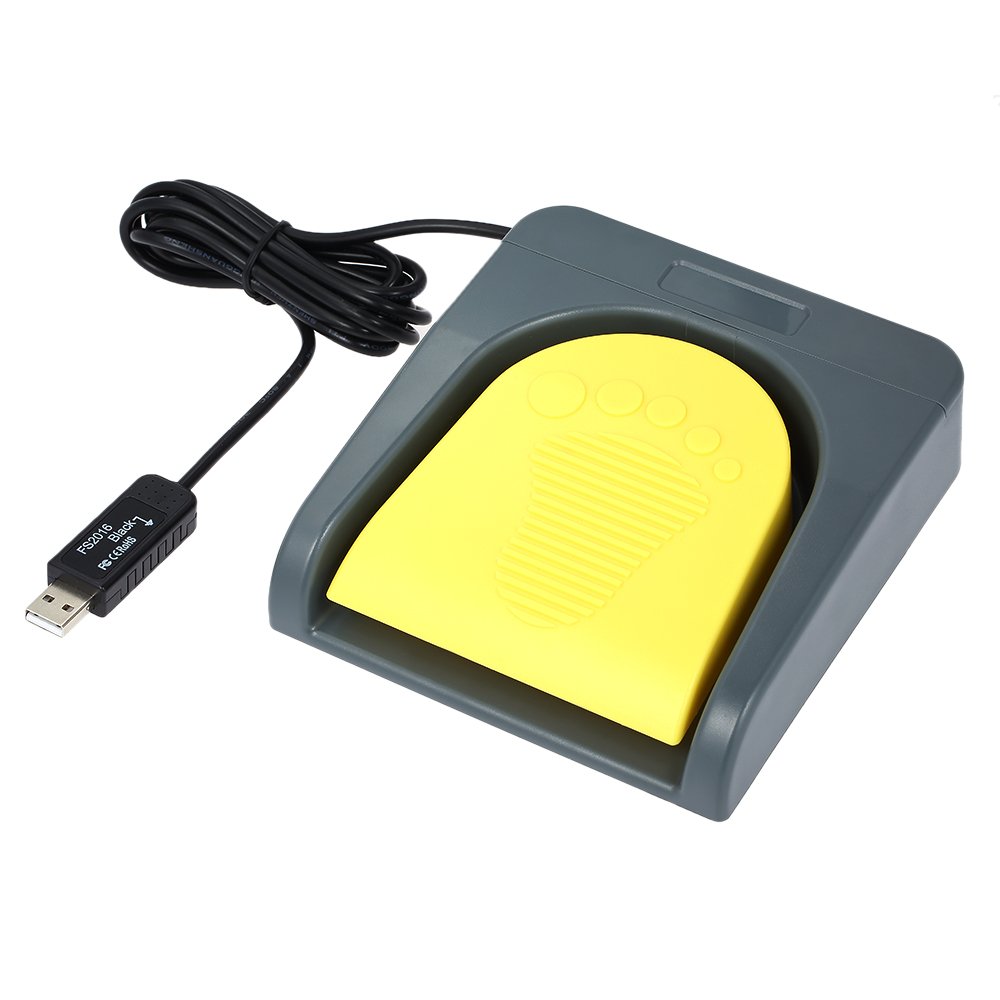 Docooler PCsensor USB Single Foot Switch Control One Key Customized Computer Keyboard Action Pedal Grey with Yellow