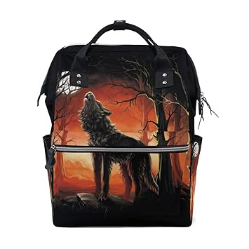 Rucksack mit Wald-Motiv mit Heulen-Motiv, personalisierbar, für Mutter