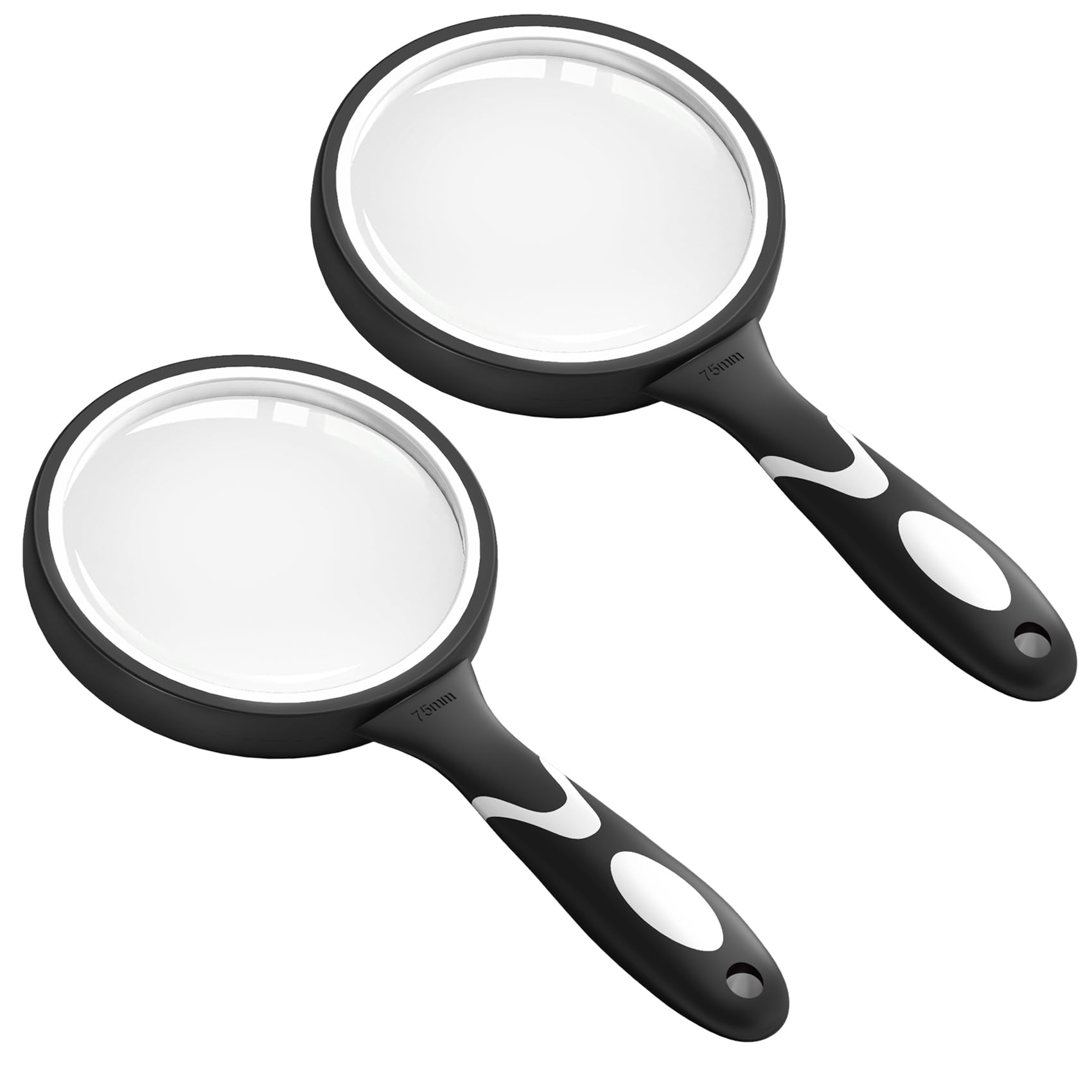 Large 10X Magnifying Glasses for Reading, Handheld Magnifying Glass for Bobbies Applied to Science Books Insects Hobby Observation Premium Soft Hand Shank for Seniors Kids (White-2)