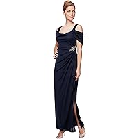Amazon.com: Alex Evenings Women's Long Cold Shoulder Dress, Mother of The  Bride, Formal Events, Black Glitter, 4 Petite : Clothing, Shoes & Jewelry