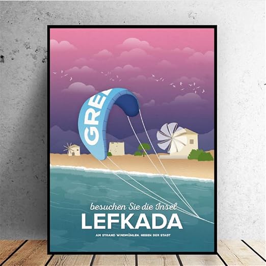 Lienzos de fotos 50x70cm sin marco Lefkada Windmill Beach Canvas Travel