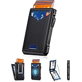 Wallet for Men RFID Wallet with 2 ID Windows & Money Clip, Slim Pop Up Card Holder for 10-12 Cards, Bifold Minimalist Smart Wallet for Front Pocket, Compact Metal Credit Card Holder, Gifts for Men