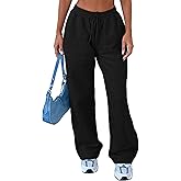 AROGONE Women's Casual Drawstring High Waisted Sweatpants Wide Straight Leg Lounge Pants with Pockets