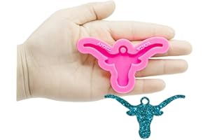 DIY STENCIL Shiny Longhorn Bull Head Animal Pendant Earring Luggage Tag Keychain Silicone Mold with Hole for DIY Crystal Desserts Candy Gum Paste Trinket Jelly Shots Fondant Mold Cupcake Cake Topper Decoration