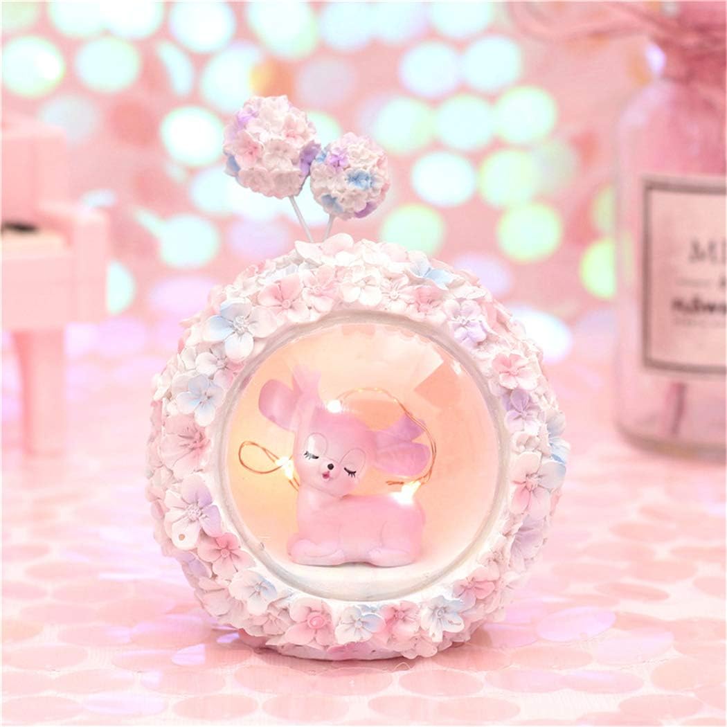 FeiWen Night Light For Girls Room Hydrangea Girl Heart Night Light Birthday, Valentine, Fawn, Small - Image 3