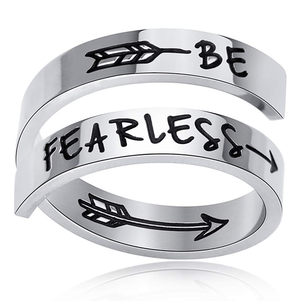 Gleamart Inspirational Ring Stainless Steel Engraved Ring Gift Be Fearless