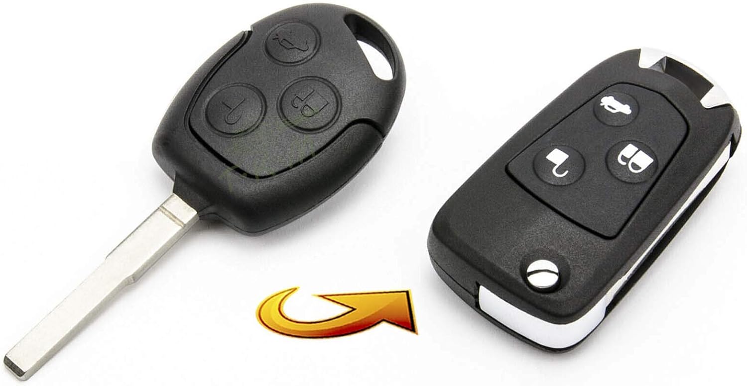 Ellenne Car Key Conversion Kit Ford Fiesta Focus KA Transit KUGA FORD-12, Black