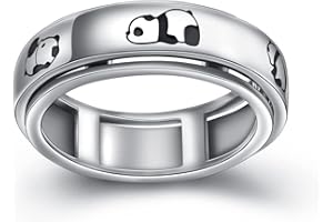 HOOHWE Spinner Rings for Anxiety,S925 Sterling Silver Fidget Anxiety Worry Relieving Boredom ADHD Autism Band Rings for Teen Girls