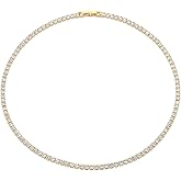 SNGIA 18K Gold Plated Simple Statement Cubic Zirconia Created Rhinestone Tennis Choker Necklace, Wedding Tennis Chain Jewelry for Women Gifts.
