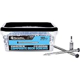 FM FastenMon Composite Deck Screws, #10 x 2-1/2", 100PCS, Dark Gray | 316 Stainless Steel, For PVC &amp; Composite Decking, Flush Finish Cap Head, Reverse Upper Threads, T20 Star Drive, Bit Included