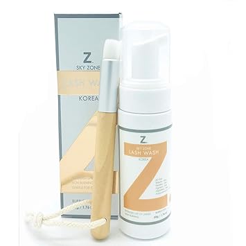 SKY ZONE Lash Wash Wimpernshampoo - sanfte Schaumwäsche zum Entfernen von Öl & Make-up-Rückständen - inkl. Reinigungsbürste -