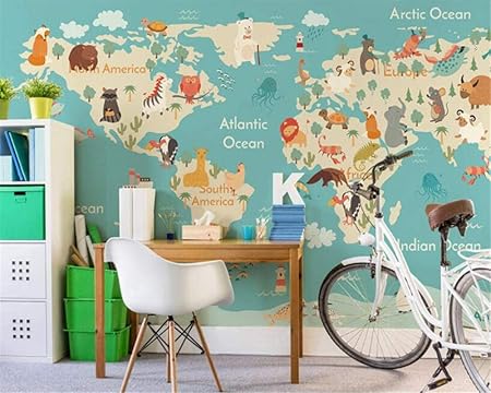 Byuvzhj Fond Décran 3d Mural Cartoon Monde Carte Carte Du