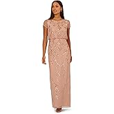 Adrianna Papell Bead Blouson Long Dress, Rose Gold