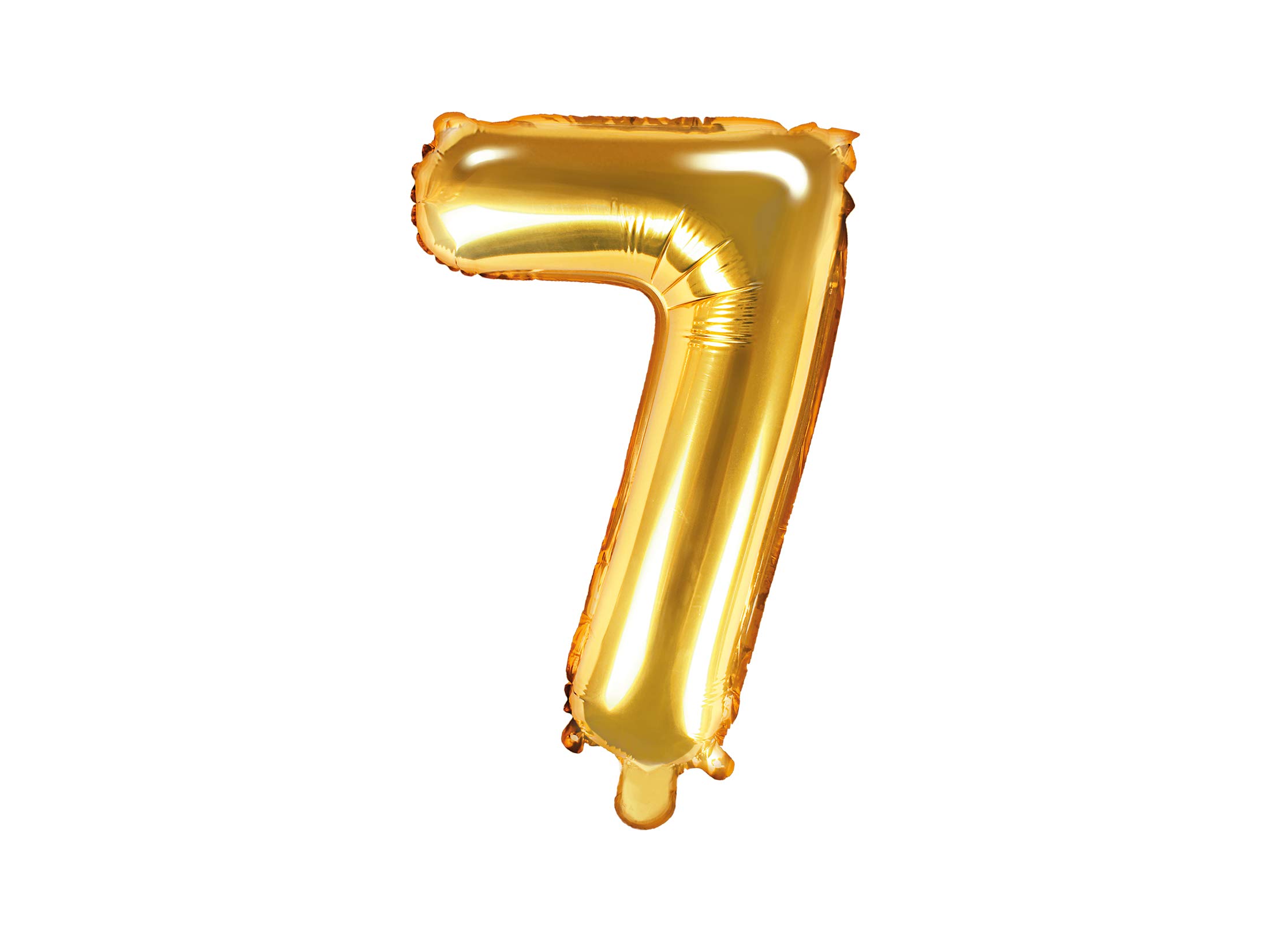 PartyDeco Mylar Balloon Number 7 Seven Gold 35 cm Adult Birthday Child, Colour, FB10M-7-019
