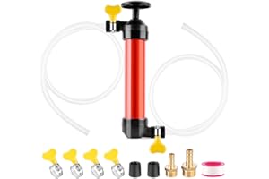 FOFOGANG RV Antifreeze Hand Pump Kit Water Liquid Fuel Transfer Manual Pump for Gas Oil with 2 39.4inch Clear PVC Hoses 4 Clamps for Winterizing RV Trailer Camper Boat Winterization