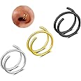 Goenjoy Double Nose Ring for Single Piercing, Twist Nose Ring Hoop For Women, Nostril Piercing Jewelry
