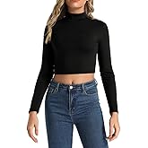 Women's Lightweight Turtleneck Long Sleeve Crop Tops Basic Casual Trendy Outfits