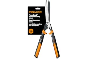 Fiskars 23-Inch Hedge Shears, Bush Trimmer with PowerGear2 Technology that Multiplies Power for Less Effort, SoftGrip Handles with Shock-Absorbing Bumpers