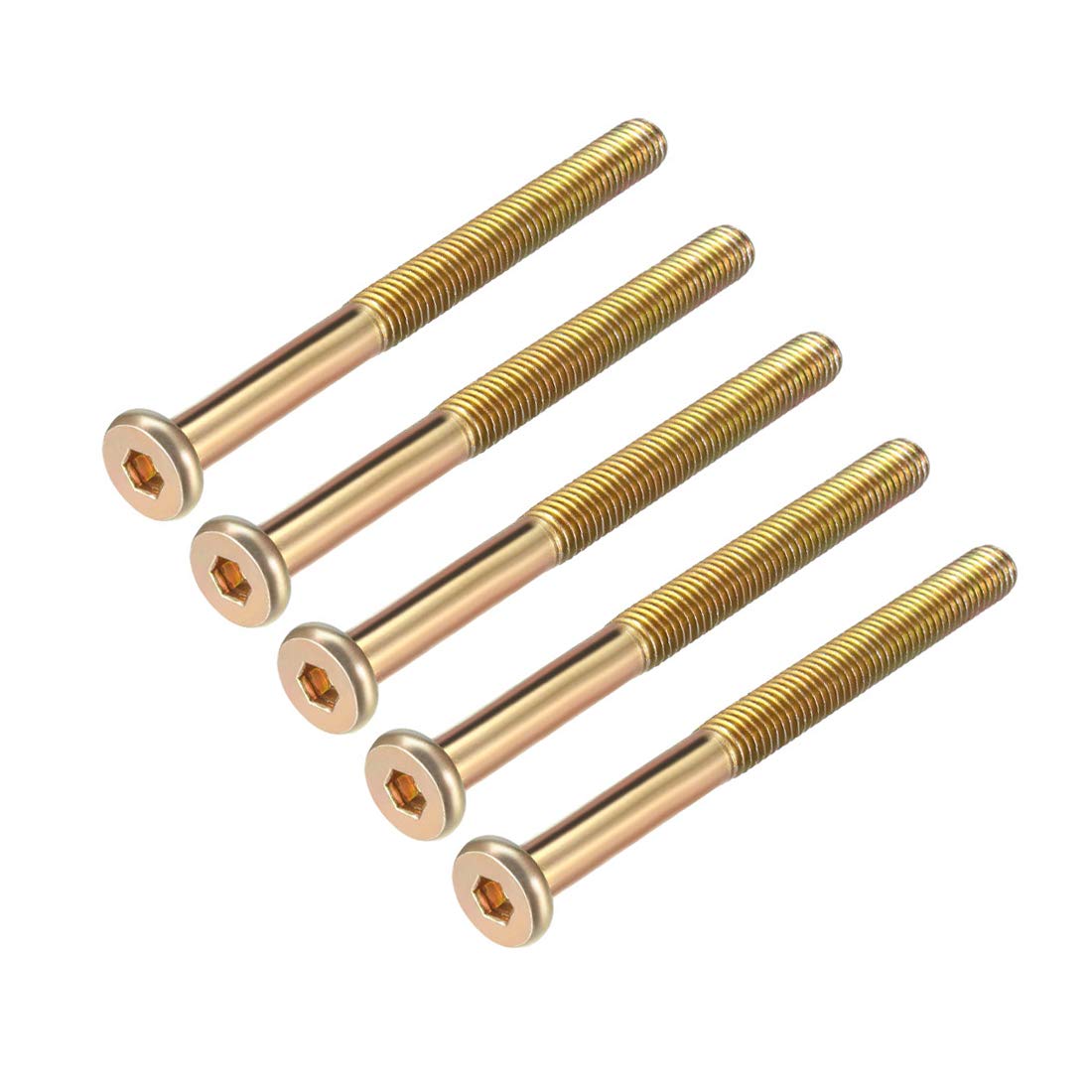 sourcing map M8x90mm Furniture Screw Hex Socket Machine Screws Zinc Plated Fasteners Bolts Half Thread Carbon Steel 5Pcs