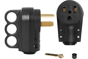 6-50 Plug & 6-50 Receptacle, 50 Amp RV Plug Replacement Male and Female Plug Set, 3-Prong 240V Heavy Duty Welder Plug for Cam