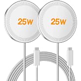 MagSafe 25W Wireless Charger for Apple Magnetic Fast Charging Pad | Compatible for iPhone Duo 18 17 17e 16 16e 15 14 13 12 Pro Max - AirPods-Slim Portable for Travel Bedside - 2 Pack, White