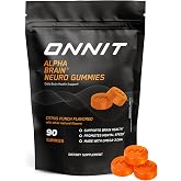 ONNIT Alpha Brain Neuro Focus Gummies, Omega-3 Brain &amp; Eye Support, 90 Ct | IGEN Non-GMO Tested vegan gummies; Omega-3s, Lutein, Zeaxanthin &amp; caffeine; brain, eye &amp; focus support for men &amp; women