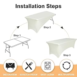 2 Pack 4 Feet Ivory Spandex Tablecloth for