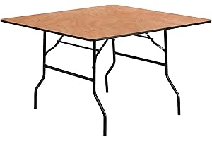 Flash Furniture Gerry 48" Square All-Occasion Wood Folding Event Table, Foldable Square Portable Banquet Table with Wooden Top, Natural