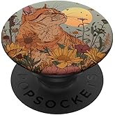 Orange Tabby Cat Orange Cat Flower Floral PopSockets Adhesive PopGrip