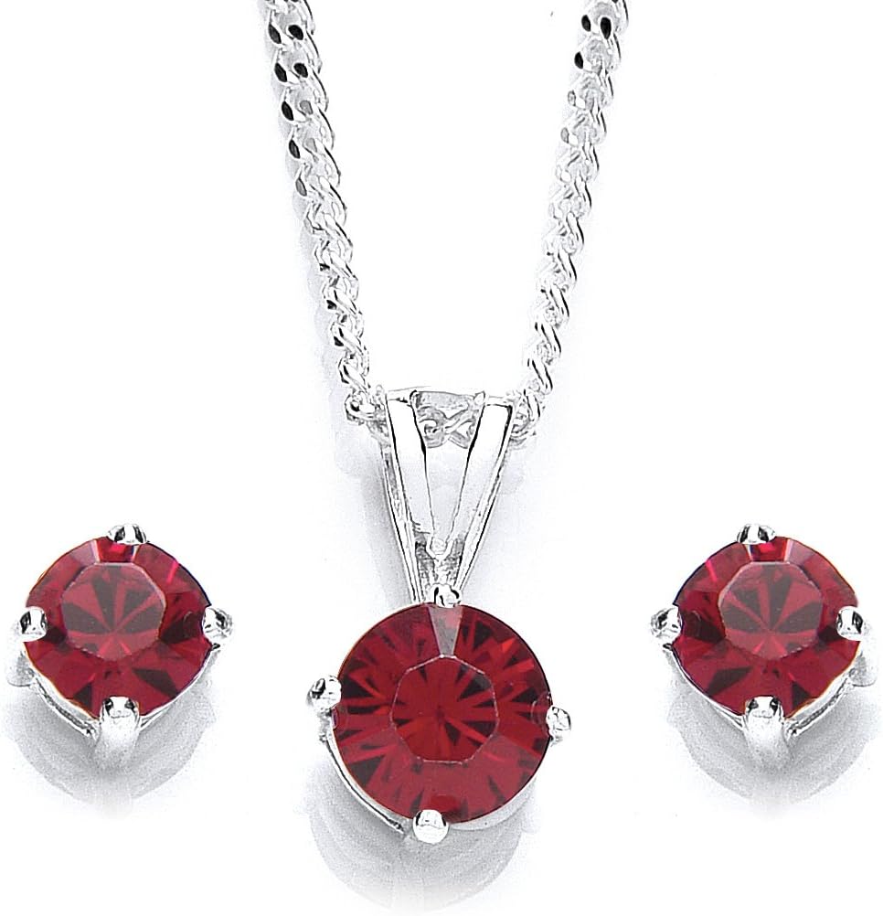 MiChic Jewellery Swarovski Crystal Pendant on 46 cm Silver Chain and Earring Set