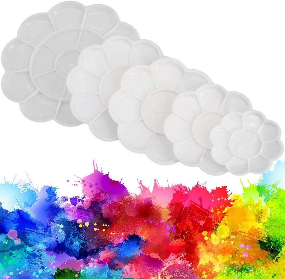NALCY Paint Palette, Plastic Petal Paint Pallet White Mixing Palette for Finger Painting Poster, Acrylic, Water Colour Paint