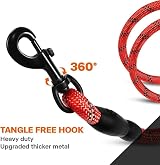 Taglory Rope Dog Lead 1.0 cm, Padded Handle, Reflective, Small Dogs, Red view 6