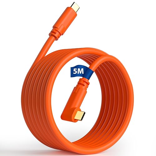iMangoo 16 Feet/5M USB C to USB C Cable Right Angle Cord Between