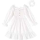 Happy Town Toddler Girl Dress Long Sleeve Linen Vintage Baby Fall Winter Outfits Clothes
